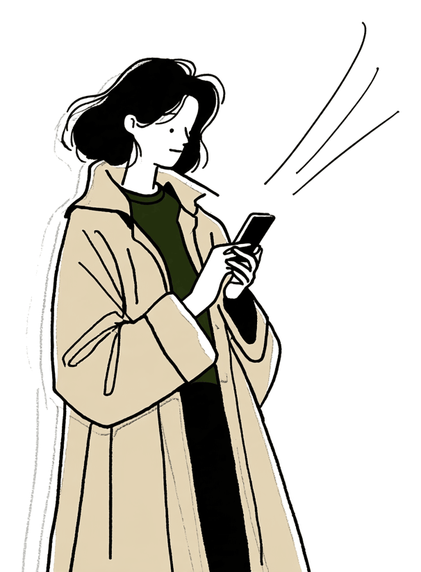 現場の様子をスマートフォンで発信しているイラスト